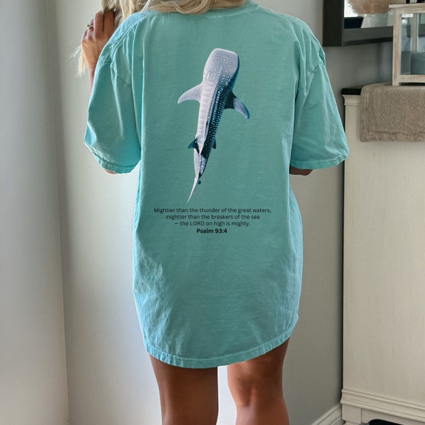 Whale Shark Shirt, Comfortcolors Beachy Shark Shirt, Coconut Girl Jesus Shirt, Christian Crewneck Faith Over Fear Surf Tshirt Beach Shirt