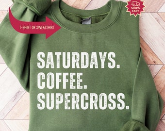 Camiseta "Saturdays Are For Supercross", manga curta, manga curta com decote em V ou manga comprida, unissex, ideal para o dia da corrida de Supercross.