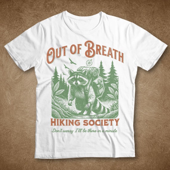 Out of Breath Hiking Society Shirt, Racoon Shirt, Trash Panda Shirt, Raccoon tshirt, Hiking T-shirt, Nature Shirt, retro shirt, Y2K Shirts