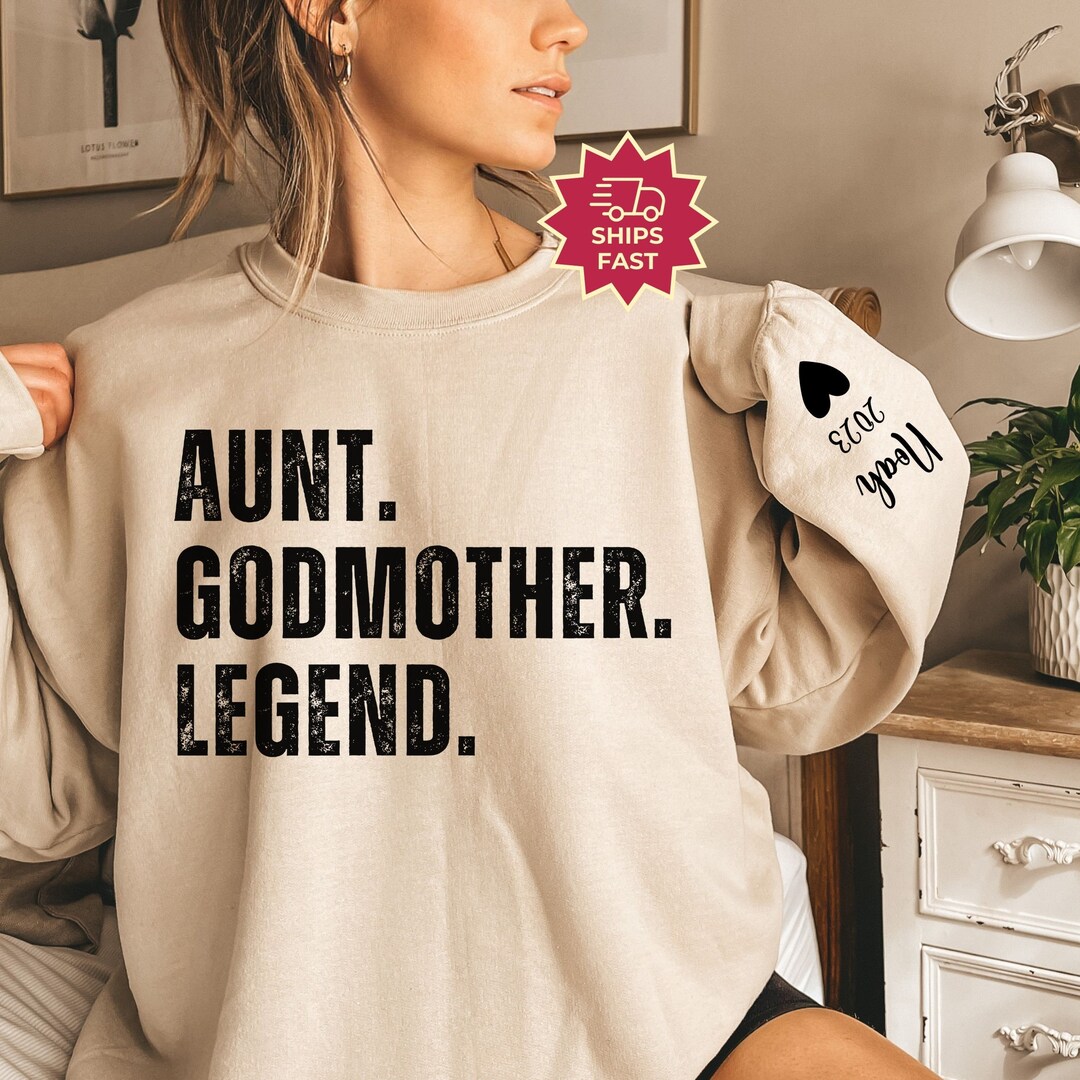 Customized God Mama Sweatshirt With Kid Names on Sleeve, God Mother Shirt, Godmama Gift