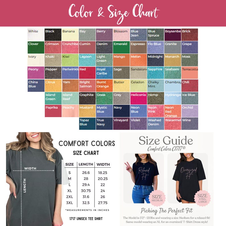 a women's t - shirt with the color chart
