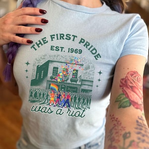 Subtle pride shirt The first Pride Was a Riot Baby tee EST 1969 Pride month Gay pride Babytee, Lesbian pride Bi pride Equality Ally GGB011