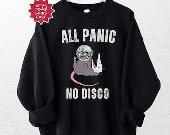 Moletom Gambá, Camiseta Amante de Gambás, Moletom Gambá, Moletons Oversized de Outono, Camiseta Divertida Gambá, Camiseta "All panic no disco" (Sem pânico, sem discoteca), Presente Gambá
