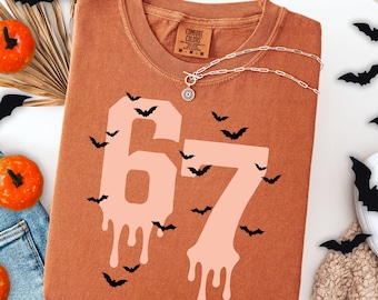 6 7 Shirts Comfort colors Shirt Couples Halloween Funny Matching Shirt Trendy Tiktok Halloween Costume Shirt 67 Trend Six Seven Meme Pumpkin