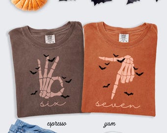 6 7 Shirts Comfort colors Shirt Couples Halloween Funny Matching Shirt Trendy Tiktok Halloween Costume Shirt 67 Trend Six Seven Meme Pumpkin