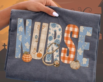 Nurse Halloween Shirt Comfort colors Spooky Tee Fall Pumpkin Nurse Shirt, Cute Nursing Gift for Her Registered nurse Halloween t-shirt