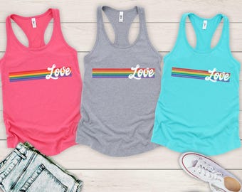 Love is Love Tank Top Pride Month Tank bi pride Cute lgbtq gift for lesbian funny lgbtq apparel rainbow lgbt pride tank Queer tank  GGT018