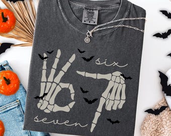 6 7 Shirts Comfort colors Shirt Couples Halloween Funny Matching Shirt Trendy Tiktok Halloween Costume Shirt 67 Trend Six Seven Meme Pumpkin
