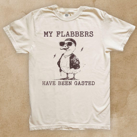 Gag Gift Shirt, My Flabbers Have Been Gasted Duck Tee, Funny Animal Shirt for Friends, Sarcastic Slogan Gift Silly shirt, Vintage 90's tee