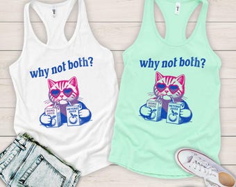 Why not both Bisexual pride Tank Top bi pride Tanktop Subtle pride Tank bisexual Punny Shirt Retro Pride Shirt Cat Shirt Queer tanks GGT016