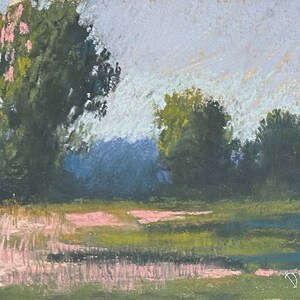The summer evening Original Pastel Painting 4.5x7