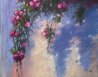 Rambling Roses Pintura Pastel Original 11x15