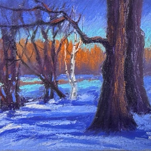 An Afternoon in March Original Pastel Painting 4.5x7