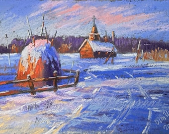 Primero de Enero Pintura Pastel Original 4.5x7