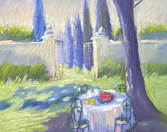 Pintura al pastel original provenzal 9x12