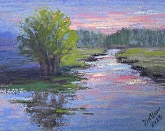 Verano Pintura Pastel Original 4.5x7