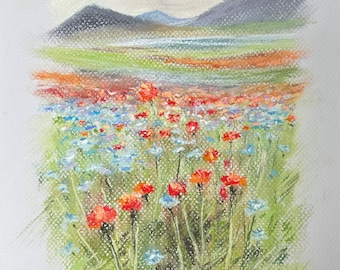 Pintura Pastel Original Verano 8,5x11.5