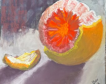 La Mandarina Pintura Pastel Original 9x9