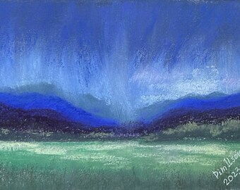 Después de la tormenta Pintura Pastel Original 4.5x7