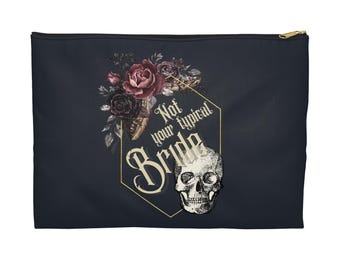 Not Your Typical Bride - Accessory Pouch - Bridal Gift, Skull Dark Black Gothic Bride Atypical Bride - Bachelorette Party Gift
