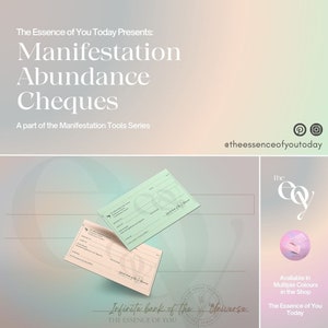 Vision Board Printable Abundance Cheques for Manifesting Wealth and Living Your Dream Life: Pastel Colourful Digital PDF