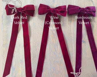Red Velvet Ribbon Wreath Bow: Christmas Tree Decor