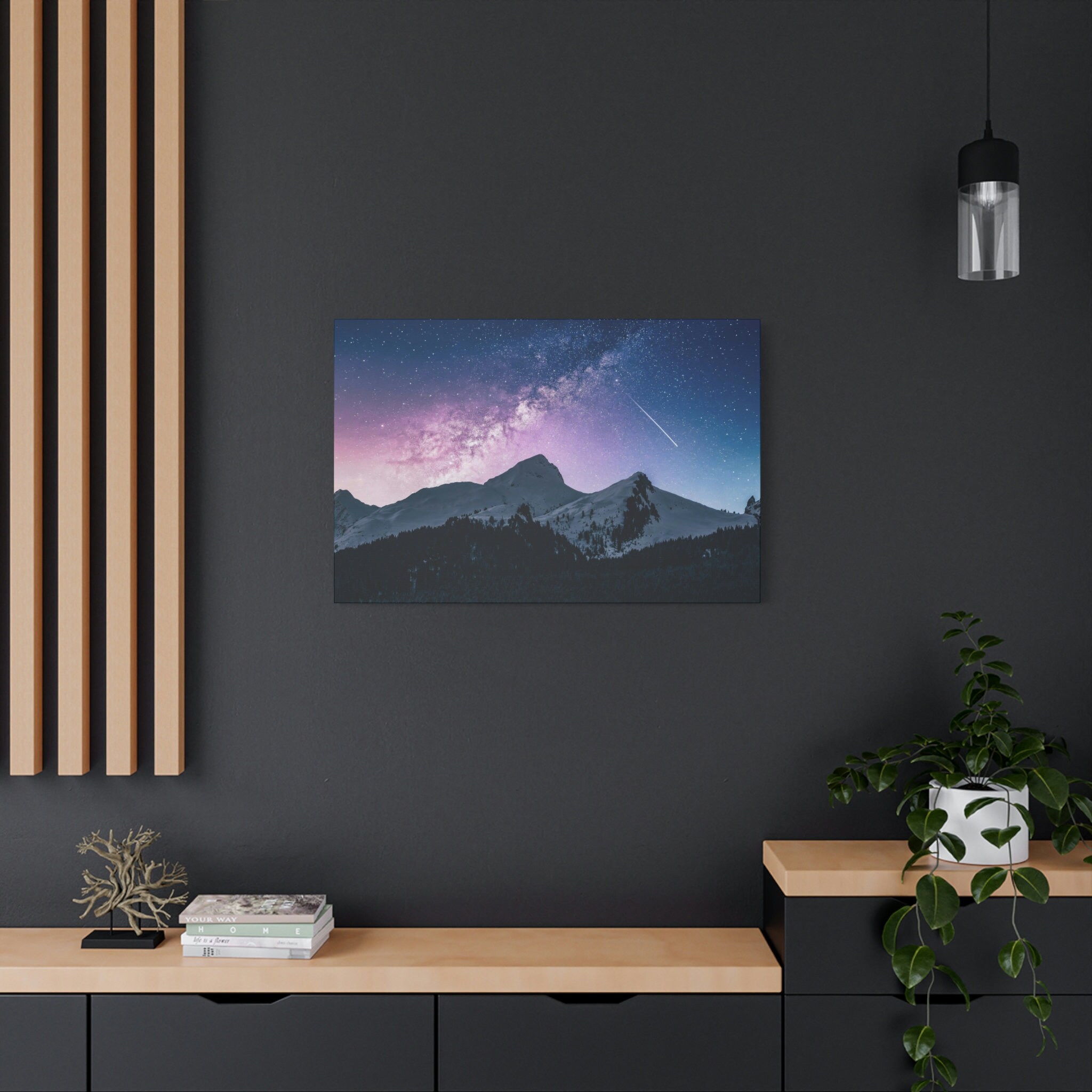 Milky Way Astrophotography Over Snowy Mountain Print Canvas, Interior ...