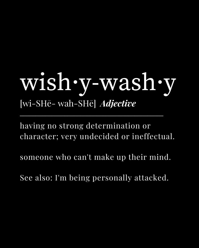 Wishywashy Definition Print, Funny Office Wall Art, Humorous Decor