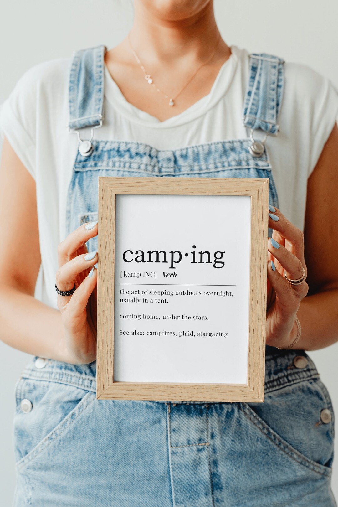 Camping Definition Print Wall Art Outdoors Office, Bedroom Decor