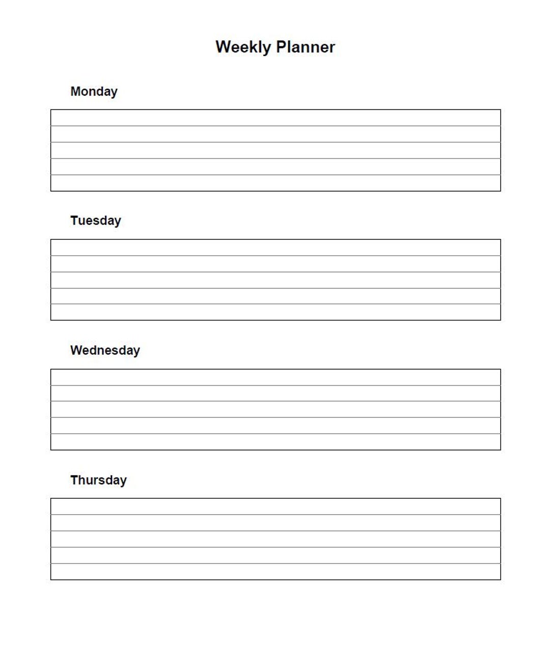 Weekly Planner | Printable PDF | US Letter | Minimalist Template - Etsy UK