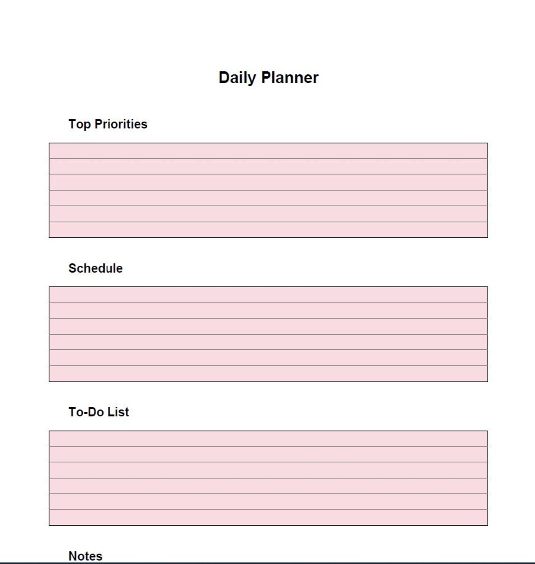 Daily Planner | Printable PDF | US Letter | Minimalist To-do & Schedule ...