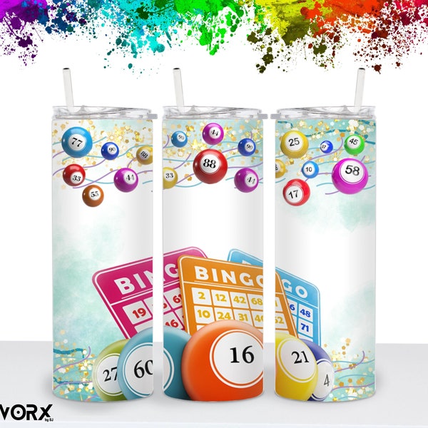 Bingo Theme 20oz TUMBLER Wrap png, Bingo Queen, Digital Download, Bingo Fan, Bingo addict, 20oz skinny tumbler wrap, png, tumbler png