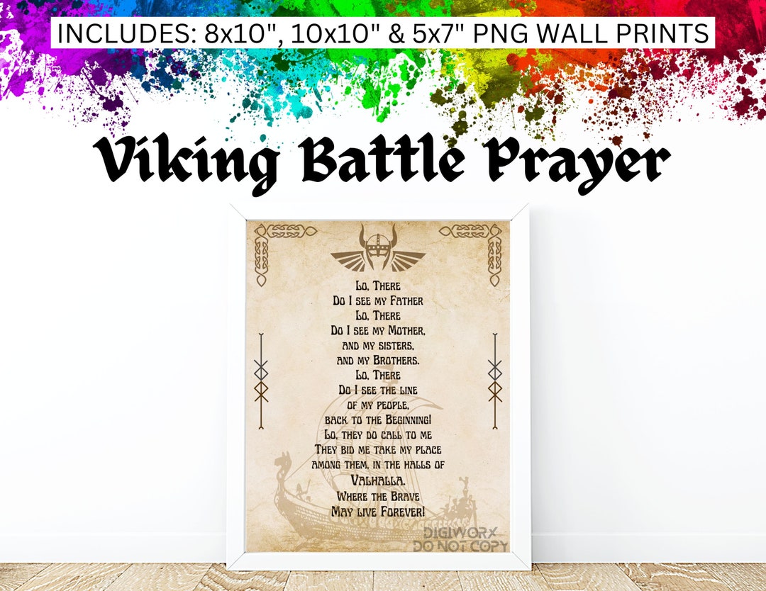 Viking Battle Prayer Lo There Digital Print 8x10 10x10 5x7 Instant