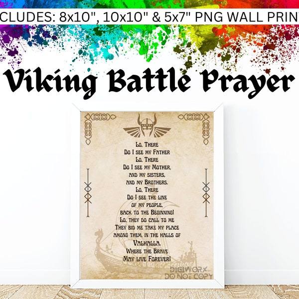 Viking Battle Prayer- Lo Daar. Digitale Print, 8x10, 10x10, 5x7, Instant Print, Walhalla, Viking Noors, Gebed PNG