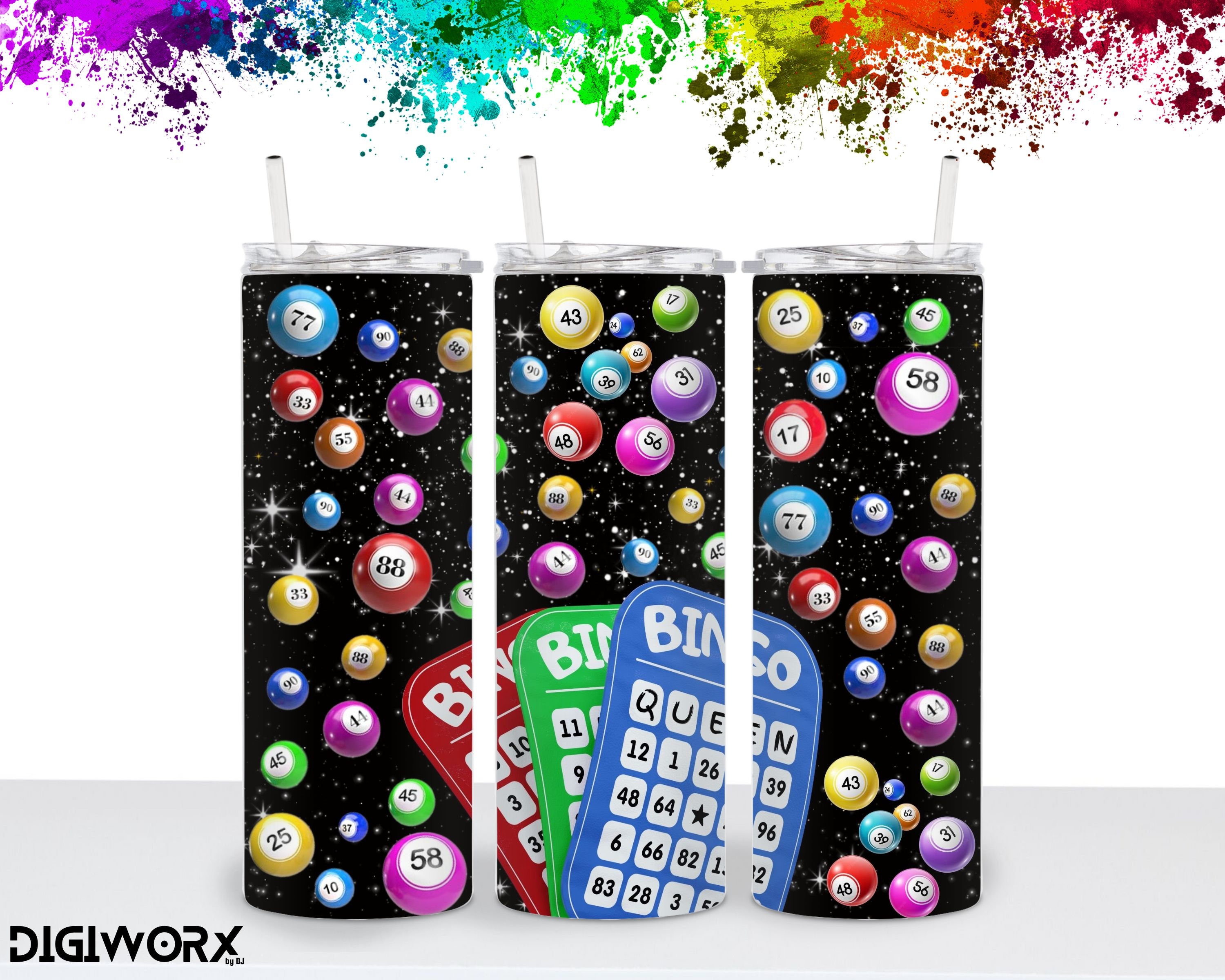 Bingo Theme 20oz TUMBLER Wrap Png Bingo Queen Digital Etsy