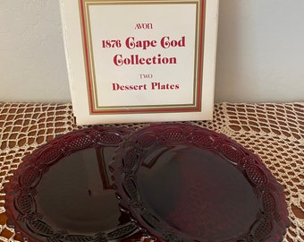 vintage Avon 1876 Cape Cod ~ rouge rubis ~ assiette à dessert ~ menthe