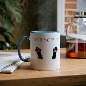 Can You Paws the Tv | Funny Cat Lovers Mug | Perfect Gift | Love My Cat | Cat Person | Mug 11oz | Funny Saying 'Can You Paws the TV'