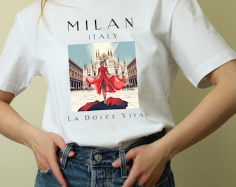 Milan shirt, Italian Trendy T-shirt, Milano Cute Shirt, Stylish Italy Fashion Tshirt, Traveling in Milano, Vacation in Italy shirt.