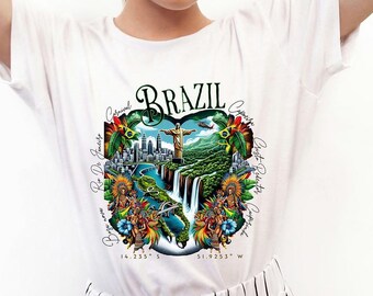 Brazil Unisex T-shirt, Traveling to Brazil Shirt, Love Brazil Souvenir, Gift Idea for Him, Birthday Gift Idea for Her.