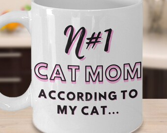 Number One Cat Mom Coffee Mug, Funny Cat Lover Gift