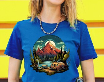 Camping Gift Tee Camping Gear, Hiking Gift, Men's Womens Camping T shirt, Happy Camper Tshirt, Hiking Shirt for Men Women, On Mountain Time.