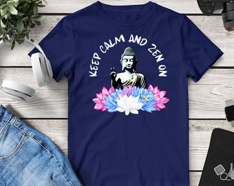 Buddha Shirt Funky Big Happy Yoga Meditation Tee Namaste Shirts Buddhist Gift Buddhism T-shirt Spiritual Top Lotus Yogi Gifts Zen Wisdom T.