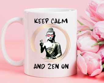 Buddha Coffee Mug, Cool Buddha Mugs, Buddha Statue Vintage, Graphic Art Buddha Mug, Buddhist Cup, Yoga Mugs.