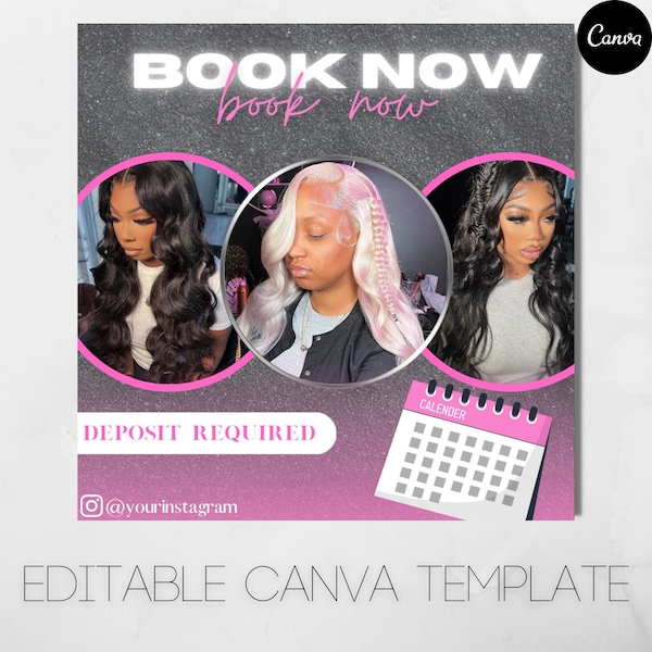 Hair Booking Flyer Template | Canva Template | Instagram Post Flyer | Nail Flyer | Lash Flyer