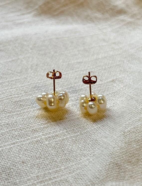 14-Karat Gold - Pearl Floral Button Earring - 199… - image 9