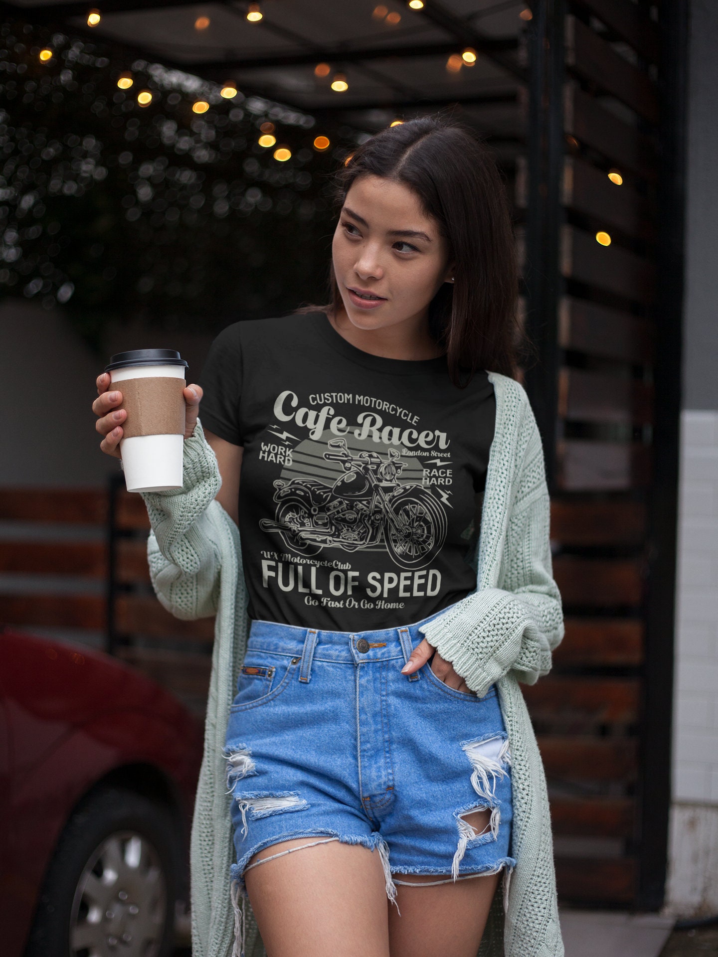 Tshirt Vintage Café Racer Moto | Vecteur Premium