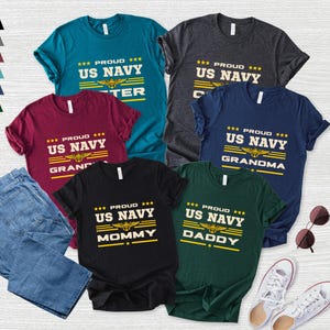 Proud US Navy Family Shirts Custom Army Family Tee Navy Boot Camp Shirt Navy Graduation Shirt Proud Navy Family Proud Navy Mom Dad Shirt