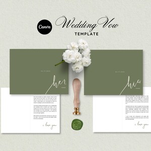 Juego de 2 libros de votos, juego de plantillas para libros de votos para él y para ella, plantilla de tarjetas de votos de boda de Canva, DESCARGA INSTANTÁNEA