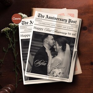 Modello di giornale per anniversario di matrimonio, modello di giornale per anniversario, anniversario di matrimonio, celebrazione annuale, regalo per il coniuge, Canva