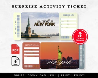 Printable New York Trip Surprise Ticket: Getaway Boarding Pass (PDF)